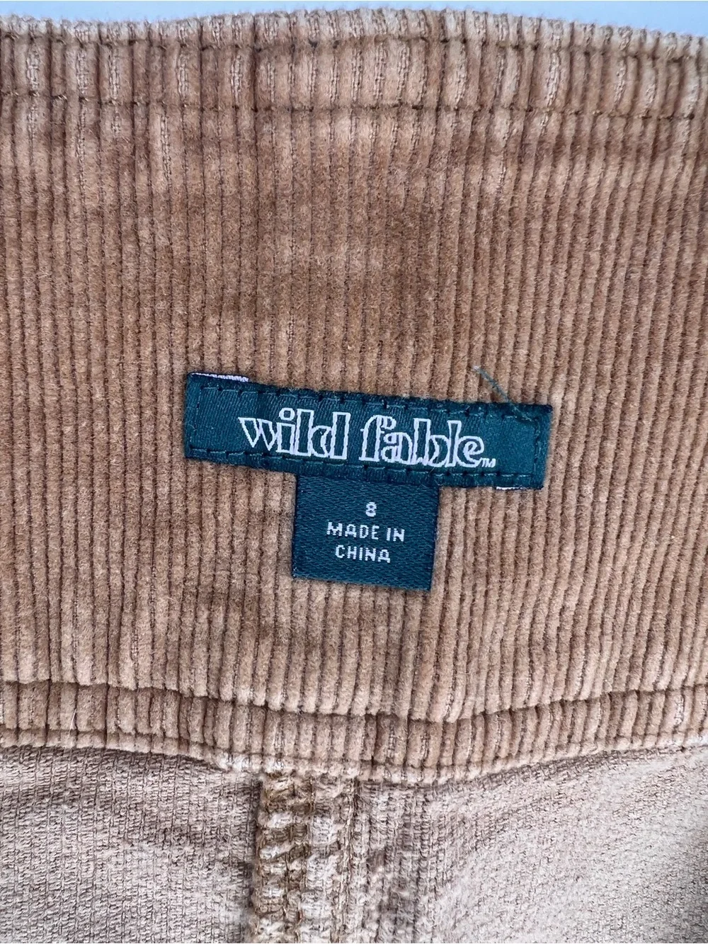 Wild Fable Brown Corduroy Mini Skirt High Rise Front Zip Y2K Size 8 A line Fall